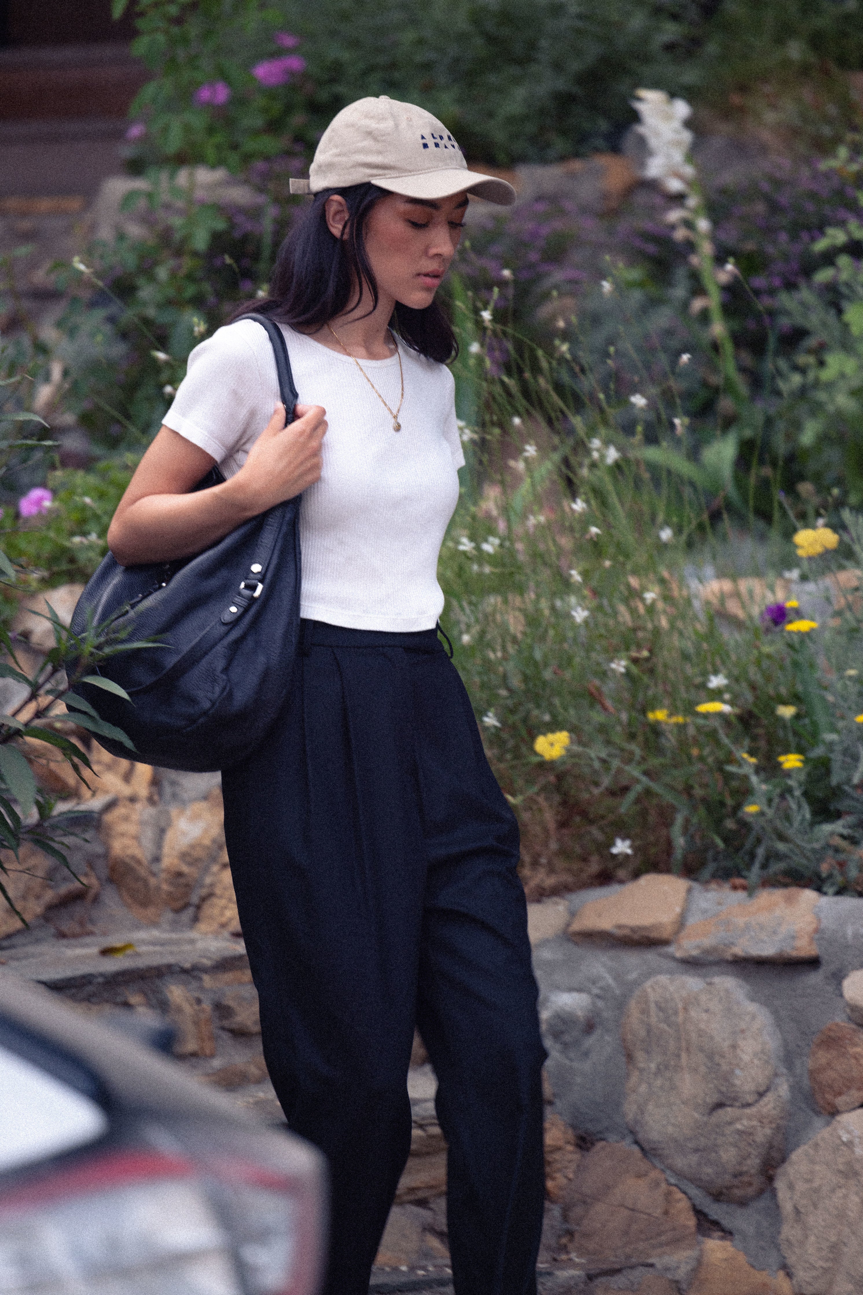 Alana in AB Dad Hat in Khaki and Trial Trouser in Black