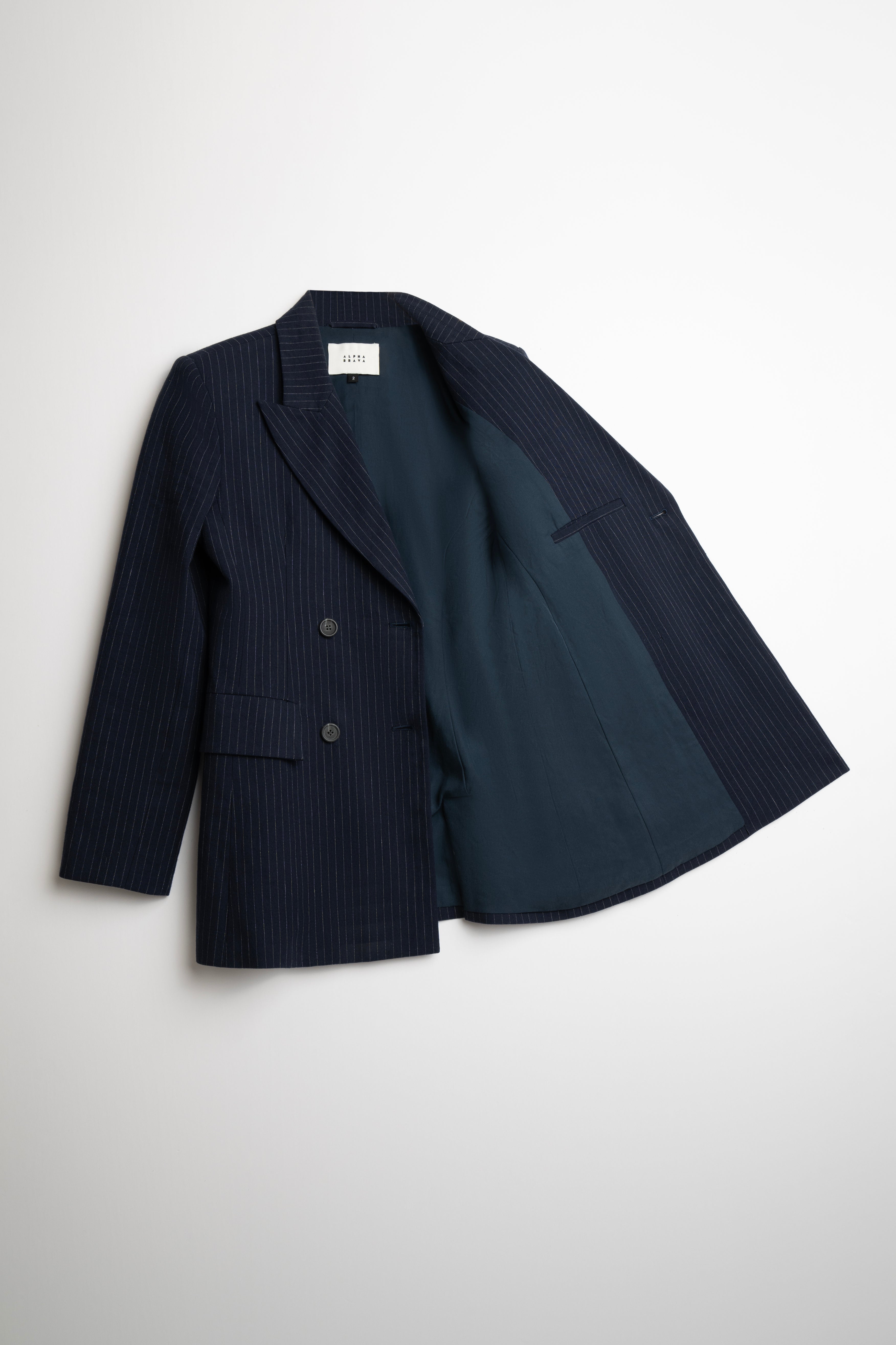 The Double Jacket - Navy Pinstripe