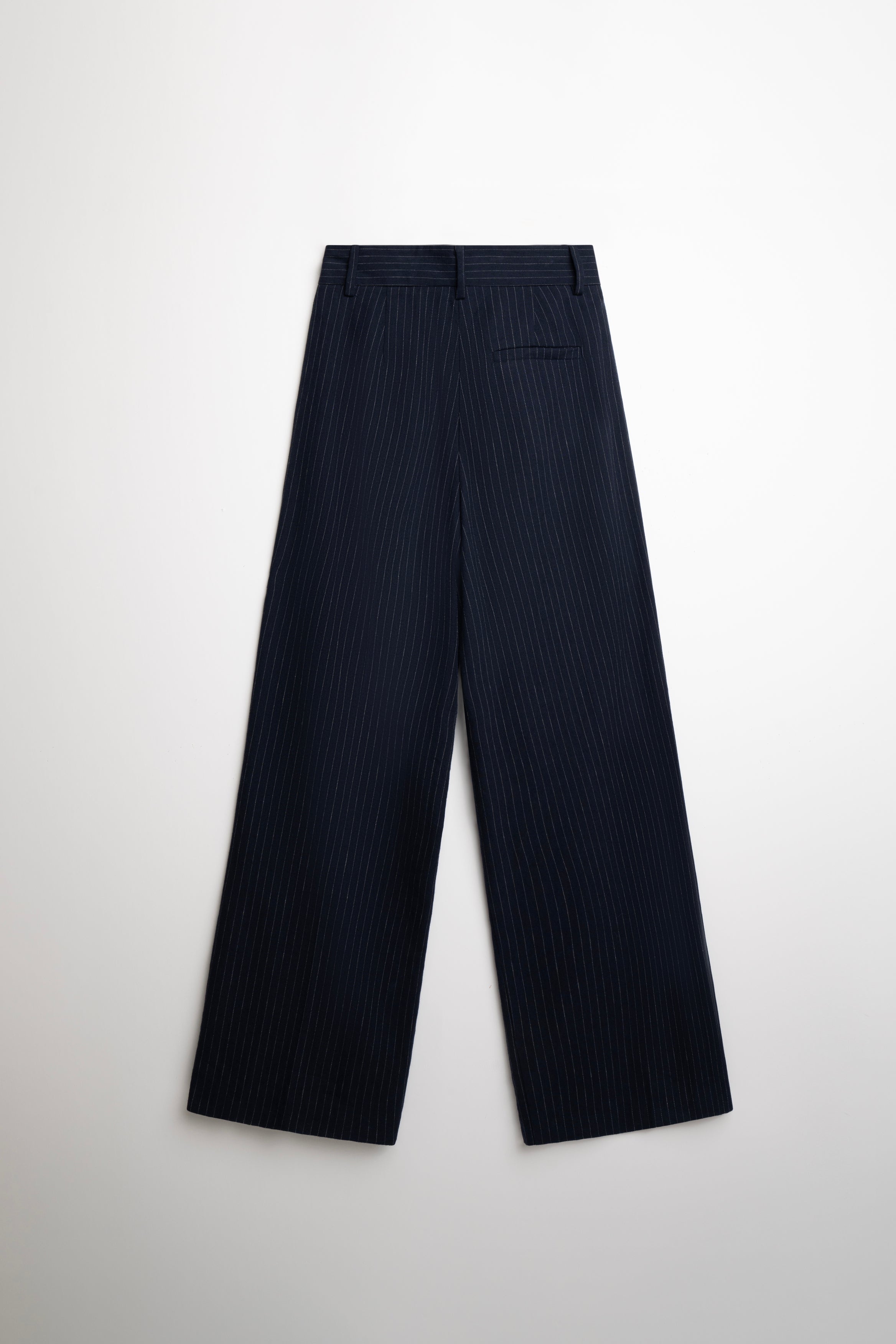 The Wide-Leg Trouser - Navy Pinstripe