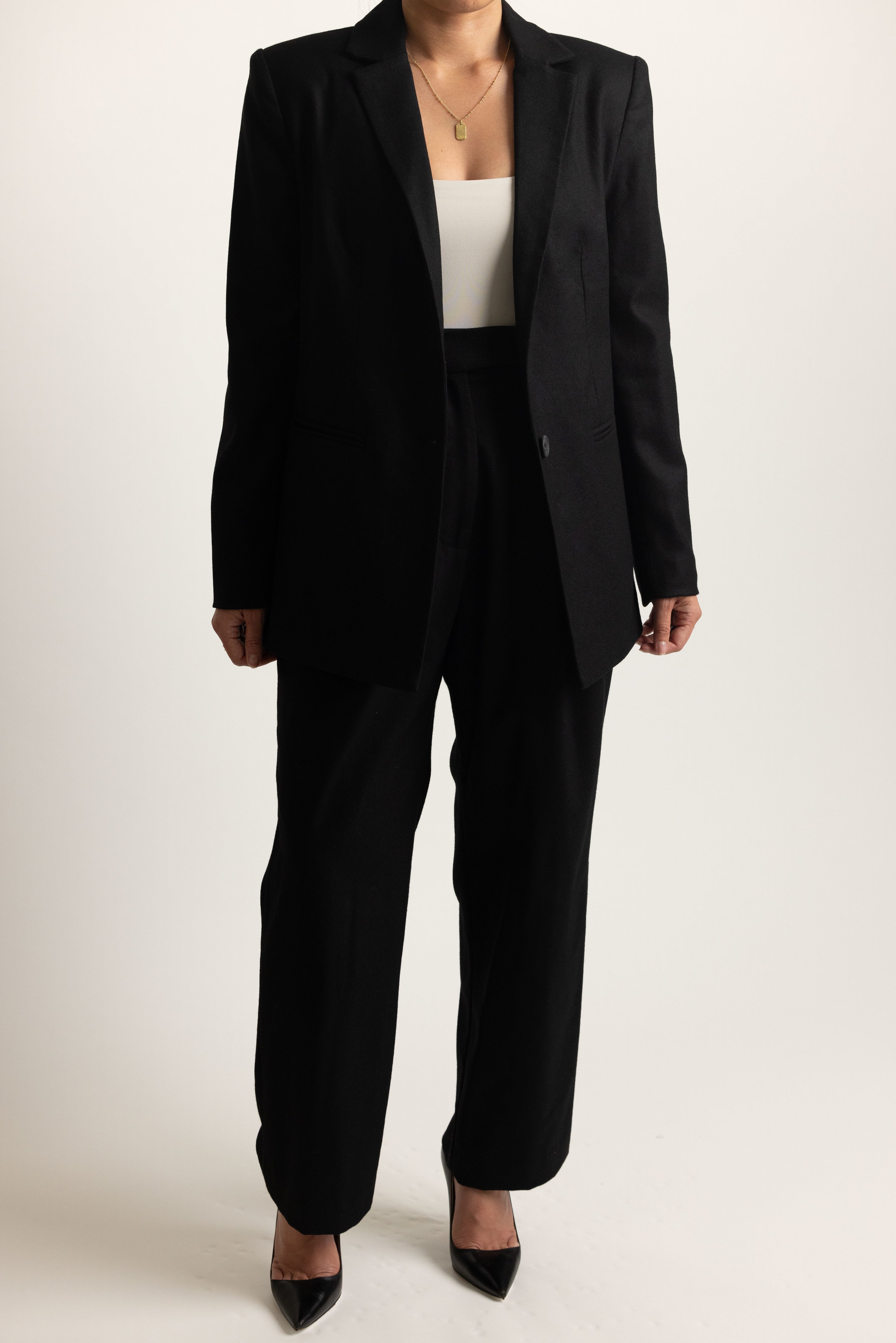 Court Jacket in Black - front view with matching Trial Trouser