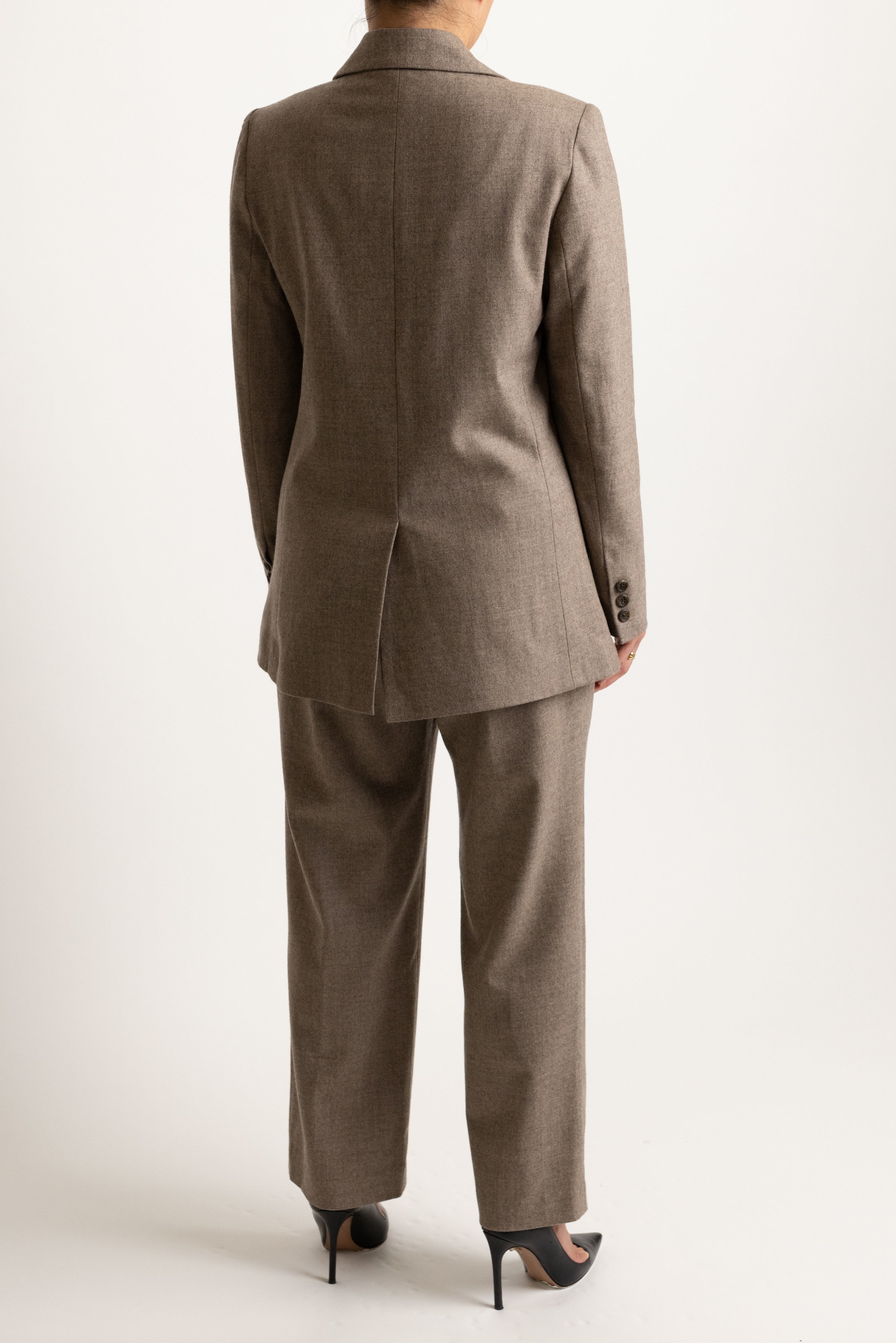 Court Jacket in Coffee - back of jacket, center-back vent