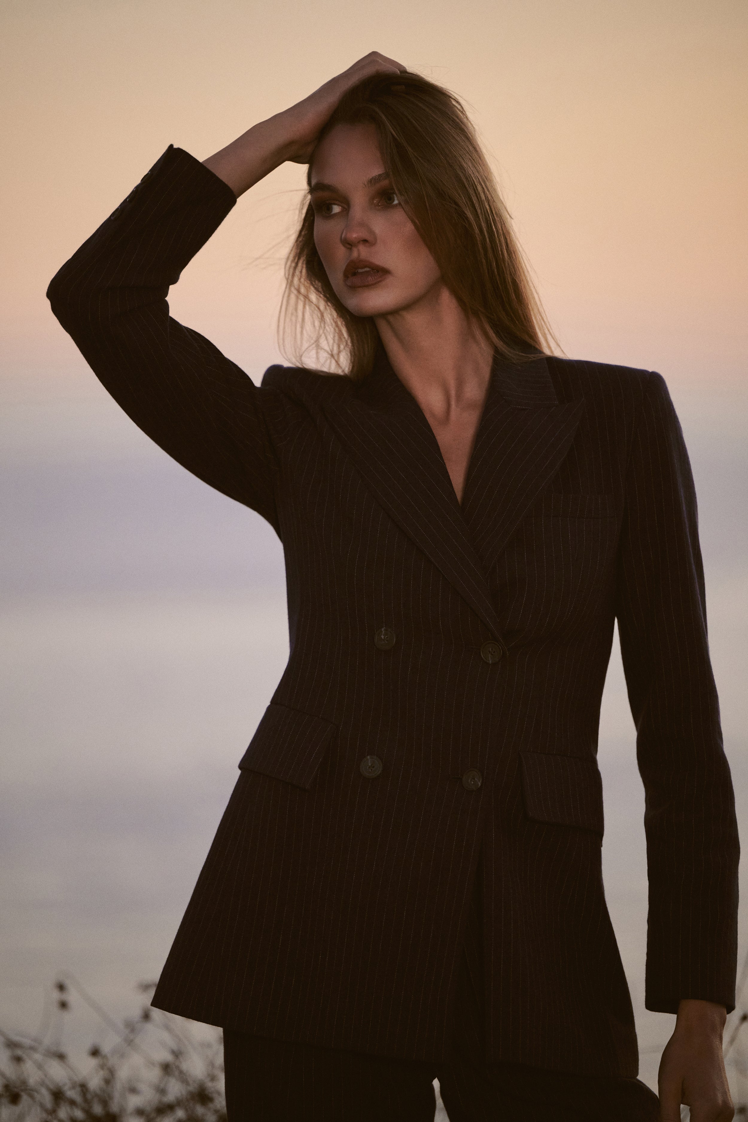 The Double Jacket - Navy Pinstripe